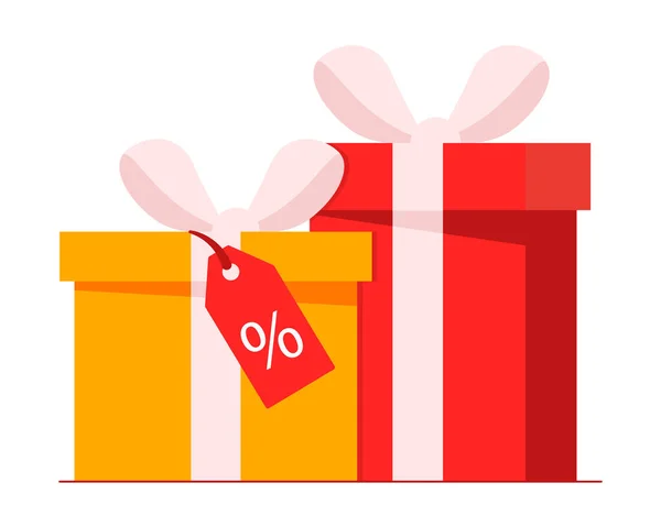 Красная Желтая Подарочная Коробка Празднование Дня Рождения Специальный Подарочный Пакет — стоковый вектор