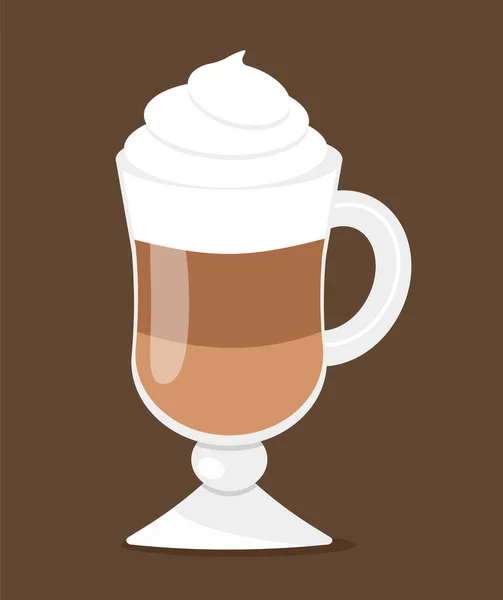 Latte Foam Cup Coffee Drink Brown Background Isolated Image Vector — Stock Vector