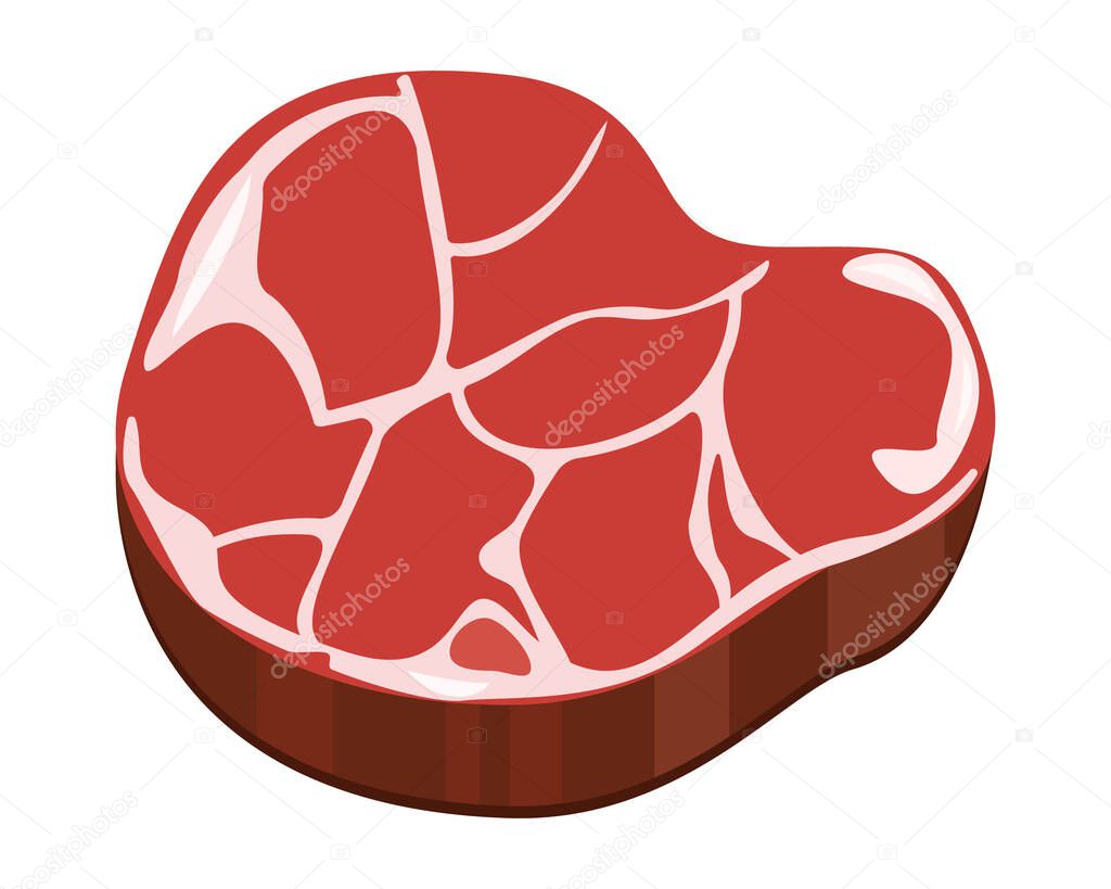 Meat steak isolated on white background. Meat product. Vector illustration in flat style