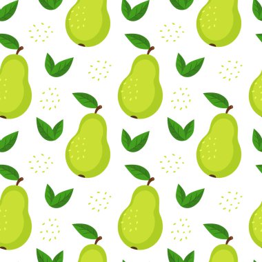 Yapraklı şirin armut. Kusursuz desen. Duvar kağıdı, web sayfası arkaplanı ve yüzey dokuları için kullanılabilir