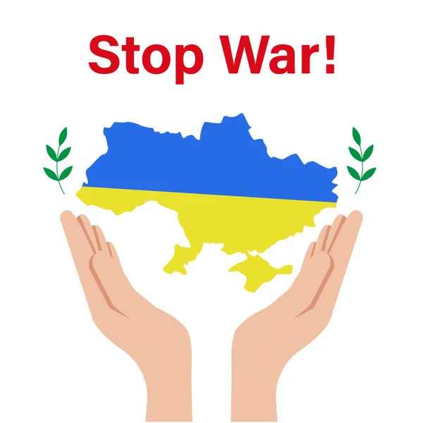 Arrêtez Guerre Carte Ukraine Sauvons Pays Illustration Vectorielle — Image vectorielle