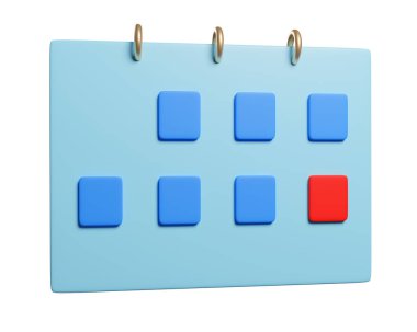 Beyaz arkaplanda 3 boyutlu takvim izole edildi. 3B görüntüleme