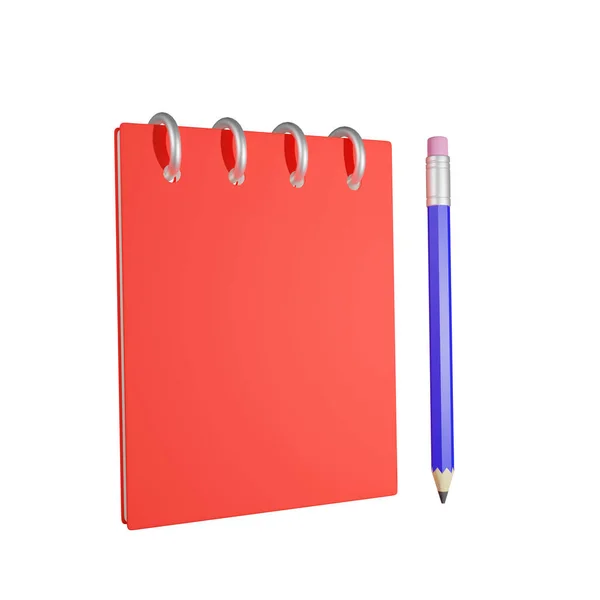 Notepad Για Σημειώσεις Και Στυλό Που Απομονώνονται Λευκό Φόντο Απόδοση — Φωτογραφία Αρχείου