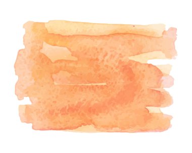 Beyaz arkaplanlı suluboya turuncu leke. Kartlar, afişler, el ilanları ve web elemanları için tasarım ögesi. Vektör