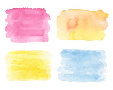 Beyaz arkaplanda deseni olan suluboya lekeler. Kartlar, afişler, el ilanları ve web elemanları için tasarım ögesi. Vektör