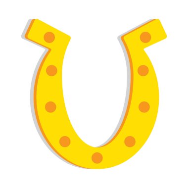 Beyaz arka planda izole edilmiş altın at nalı ikonu. Vektör illüstrasyonu