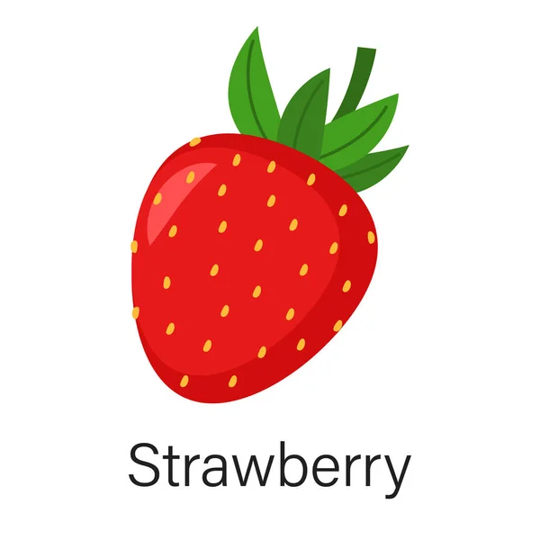 Ripe Strawberry Isolated White Background Vector Illustration Flat Style — стоковый вектор