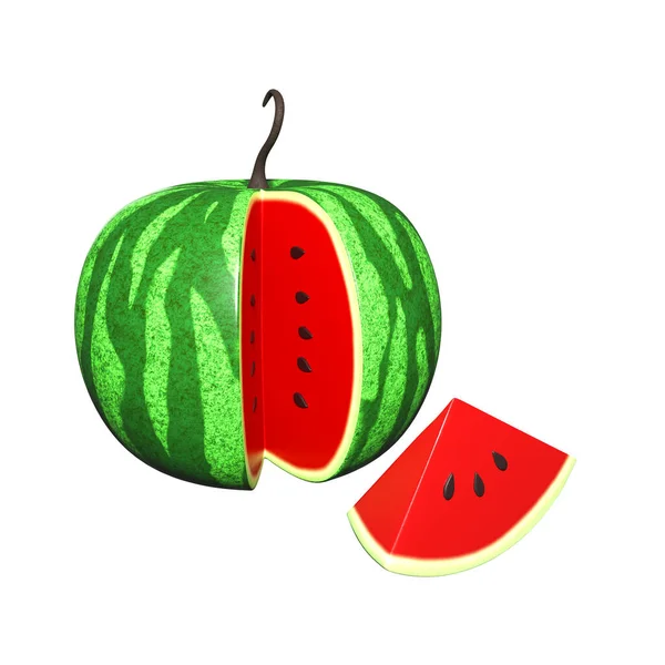 Wassermelone Isoliert Auf Weißem Hintergrund Darstellung — Stockfoto