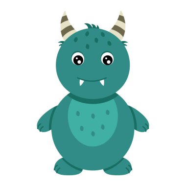 Canavarlar. Çocuklar için düz stili olan sevimli çizgi film uzay canavarı. Giysi, tekstil ve çocuk oyuncakları basmak için uygun. Vektör illüstrasyonu