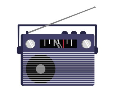 Beyaz arkaplanda radyo ikonu izole edildi. Retro radyo. Vektör illüstrasyonu