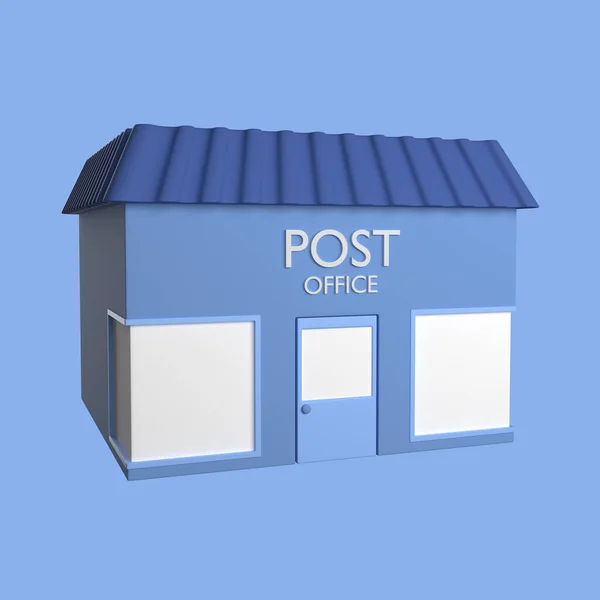 Gebäude Postdienst Isoliert Auf Blauem Hintergrund Rendering — Stockfoto