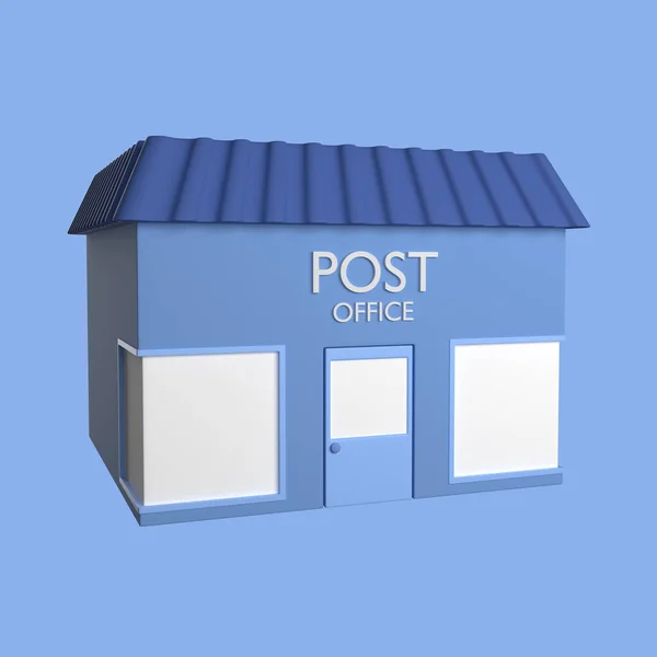 3d building postal service isolated on blue background. 3D rendering