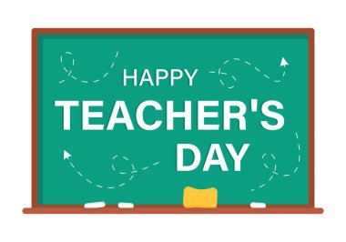 Öğretmenler günün kutlu olsun. Okul yönetim kurulundaki yazı. Tebrik kartı ya da web sitesi afişi için tasarım. Mektup. Vektör illüstrasyonu