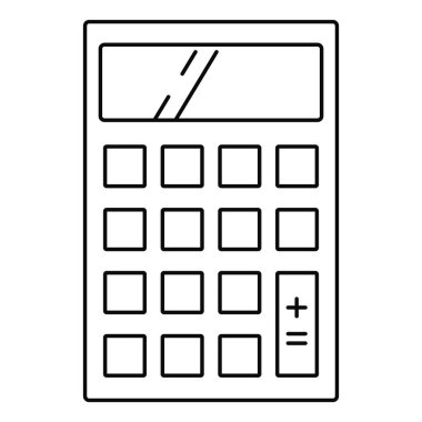 Hesap makinesi simgesi beyaz arkaplanda izole edildi. Hesap makinesi doğrusal simgesi. Ofis malzemeleri. Vektör illüstrasyonu