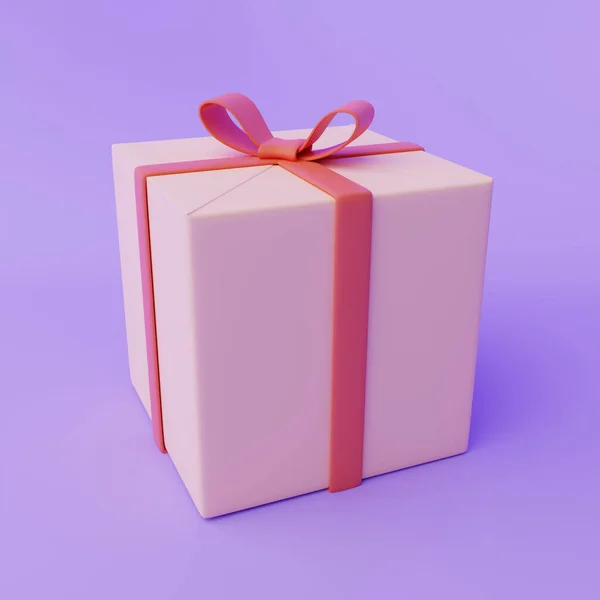 Gift Box Purple Background Rendering — 스톡 사진