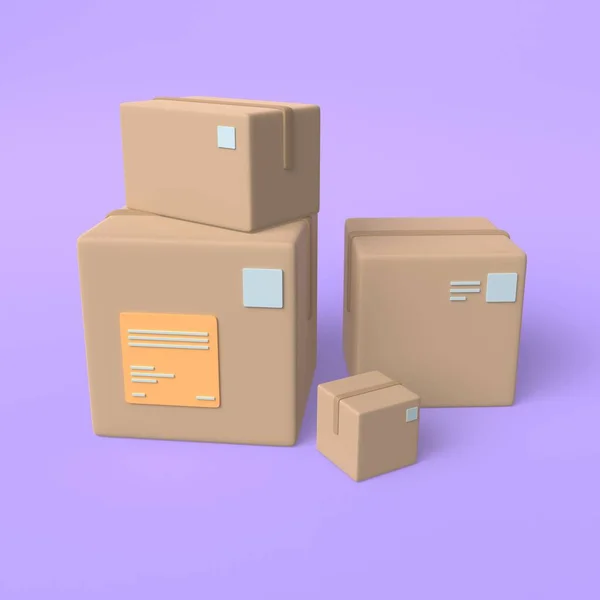 3d cardboard boxes or delivery package isolated. 3D rendering