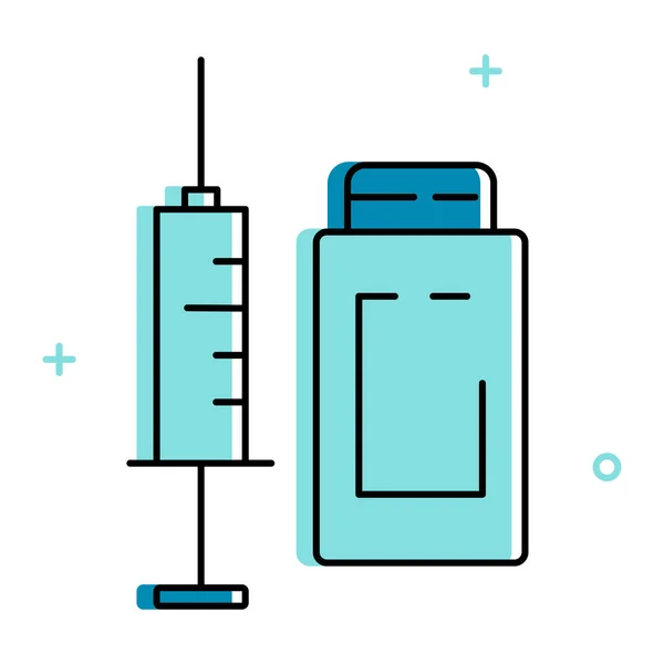 Aiguille Seringue Stylisée Icône Flacon Vaccin Verre Illustration Vectorielle — Image vectorielle