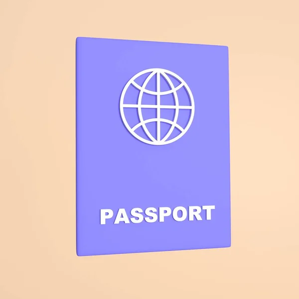 Ikona Paszportu Obywatela Odizolowana Żółtym Tle Renderowanie — Zdjęcie stockowe