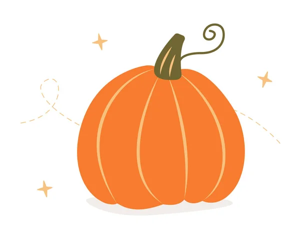 Pompoen Geïsoleerd Witte Achtergrond Design Element Voor Thanksgiving Halloween Vectorillustratie — Stockvector