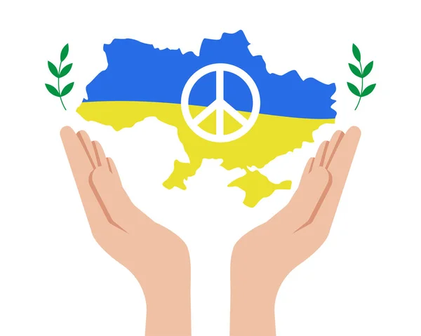 Карта України Іконою Миру Блакитна Жовта Концептуальна Ідея Україною Серці — стоковий вектор