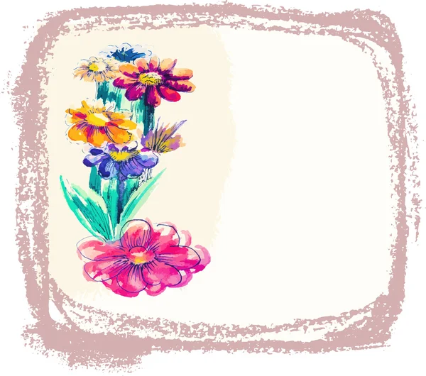 Fondo vectorial con flores de acuarela — Archivo Imágenes Vectoriales