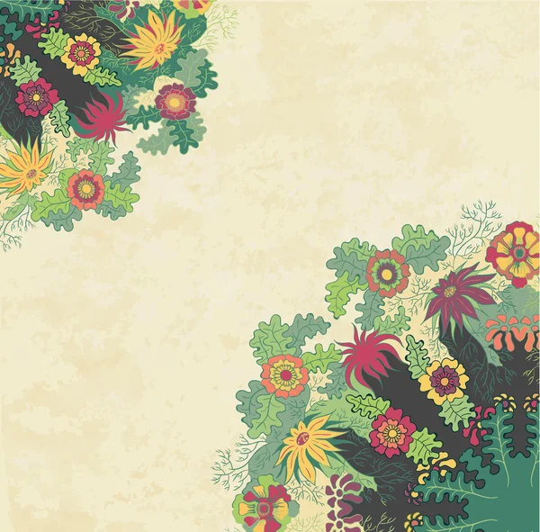 Grunge zemin üzerine dekoratif çiçek süsleme — Stok Vektör