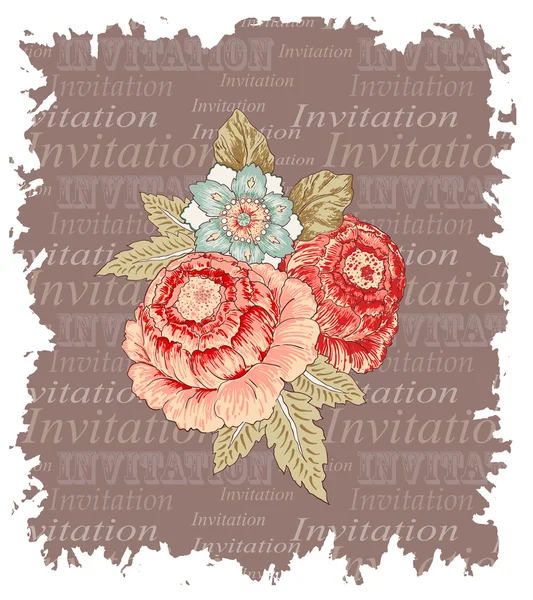 Invitación flores Vintage — Vector de stock