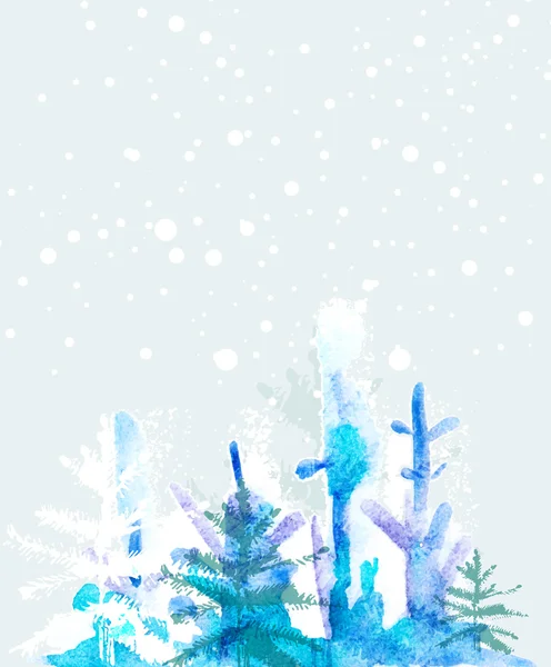 Fondo acuarela invierno — Vector de stock