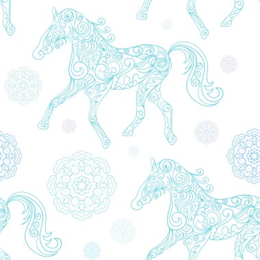 Kış dekoratif at ile seamless modeli