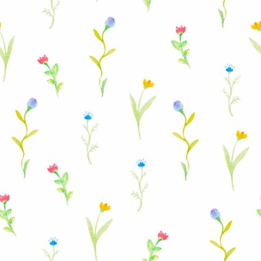 Sulu Boya çiçekler bahar seamless modeli