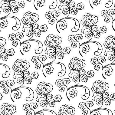 çiçek dekoratif siyah beyaz desenli