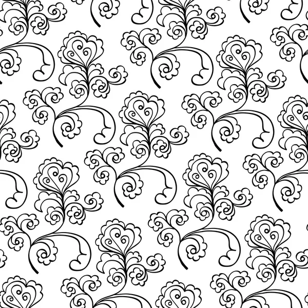 Patrón floral decorativo en blanco y negro — Archivo Imágenes Vectoriales