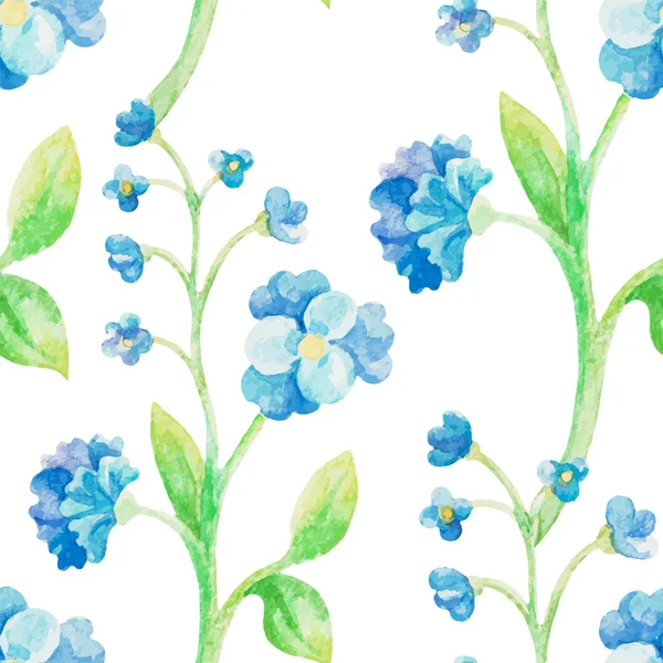 Watercolor blue flower seamless pattern — Stock Vector