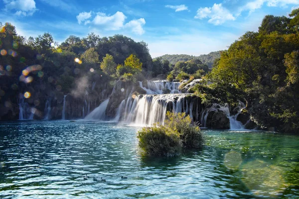Beautiful Waterfall Krka National Park Skradin Dalmatia Croatia Europe — Stock Photo, Image