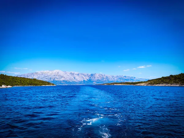 Utsikt Över Makarska Bergen Från Yacht Till Havs Biokovo Bergskedja — Stockfoto