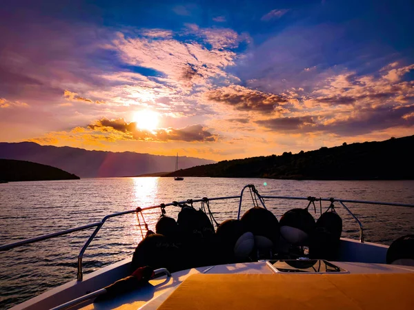 Indah Matahari Terbenam Laut Mediterania Pulau Brac Kroasia Ada Pemandangan — Stok Foto
