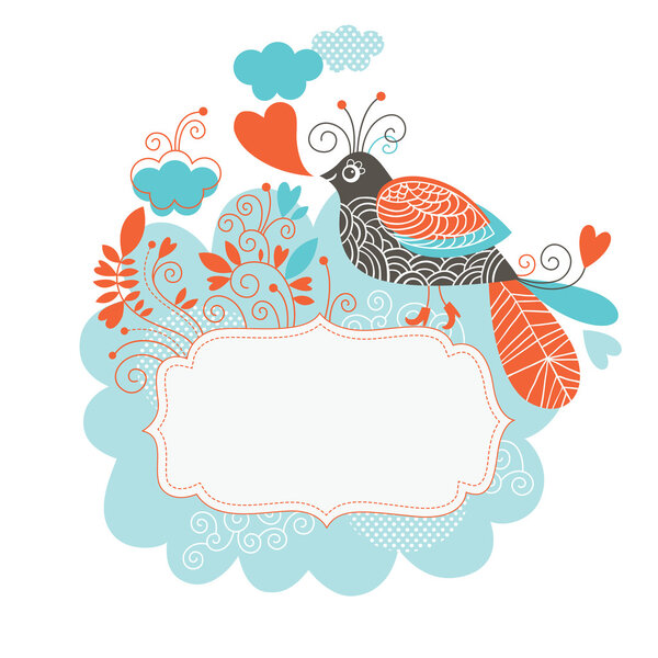 Рамка для текста с милой птицей
