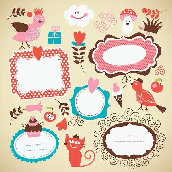 Set kids icon, frames and decor elements — Stock Illustration Set kids icon, frames and decor elements Stock Vector