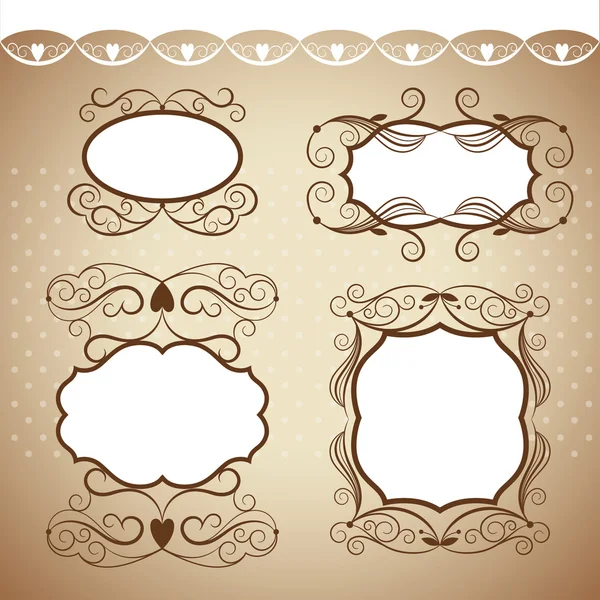 Conjunto de marcos, elementos de diseño ornamental — Vector de stock