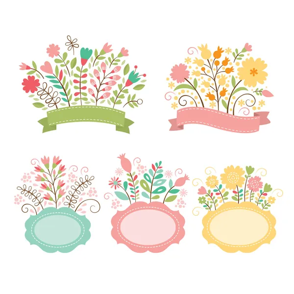 dizi çiçek buketleri, romantik kompozisyon, vektör toplama