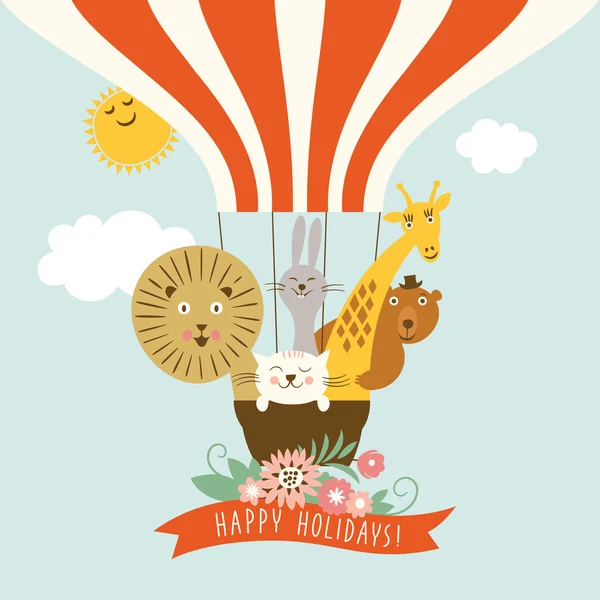 Balonla komik dost hayvanlar