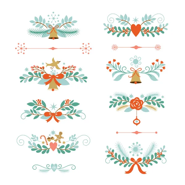 Набор рождественских и новогодних графических элементов — стоковый вектор