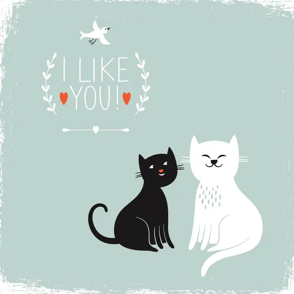两个可爱的猫 — 图库矢量图片