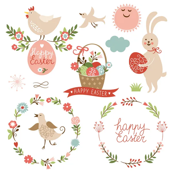 Happy easter graphic elements — Stock Vector