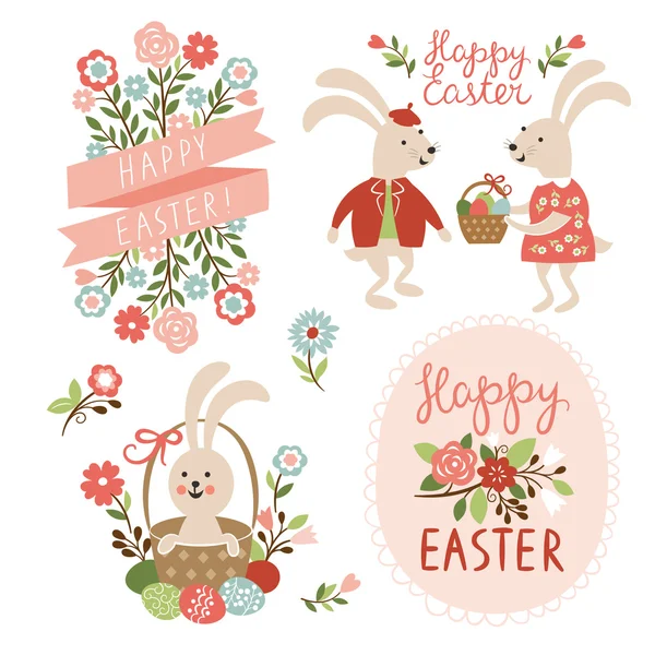 Happy easter cards illustration with easter eggs Vector Graphics