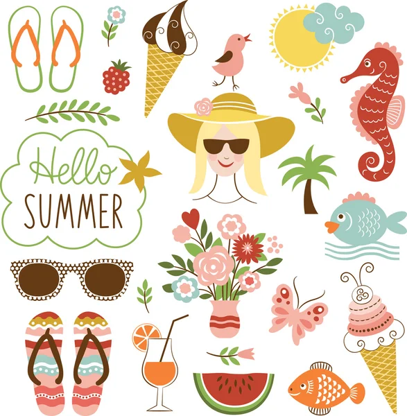 Conjunto de imágenes de verano — Vector de stock