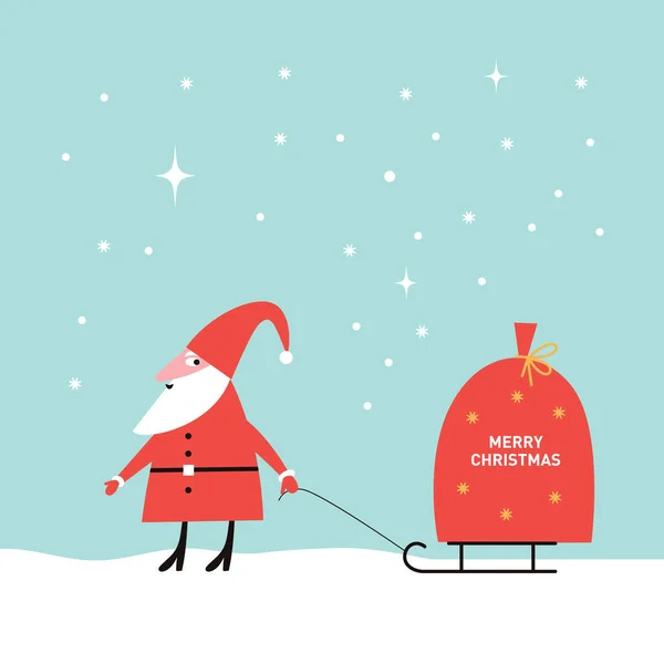 Santa Claus Con Una Bolsa Regalos Ilustración Vectorial — Vector de stock