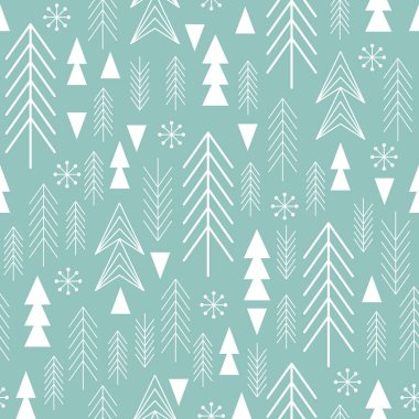 Noel ağaçlarıyla kusursuz bir desen. vektör illüstrasyonu