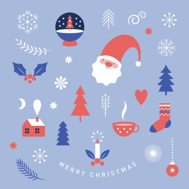 Noel Baba, vektör çizim ile Noel kartı