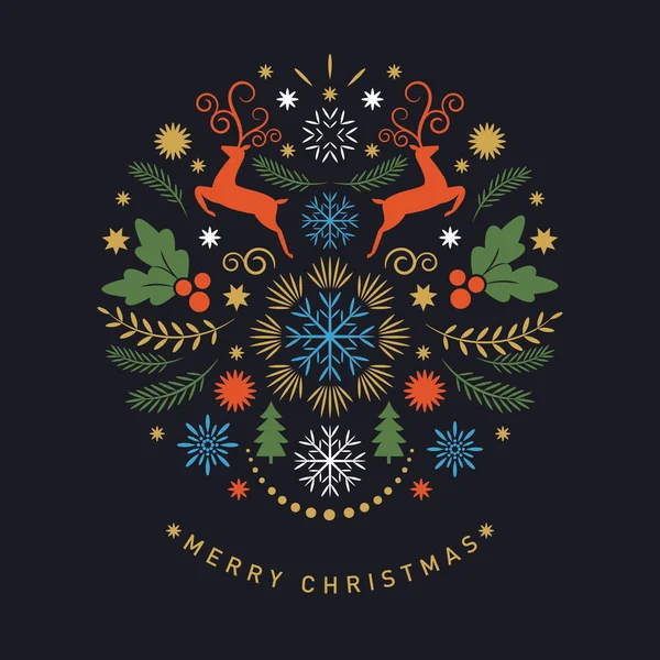 Kerstkaart Met Handgetekende Elementen Vectorillustratie — Stockvector